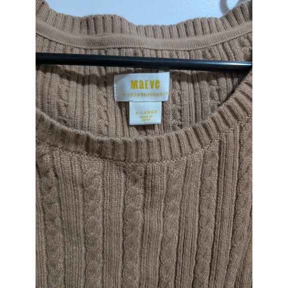 Maeve Beige Knit Vest Top with Floral Sheer Sleeves XL - Picture 4 of 8